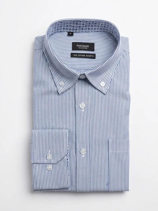 Long Sleeve Striped Blue Striped Shirt