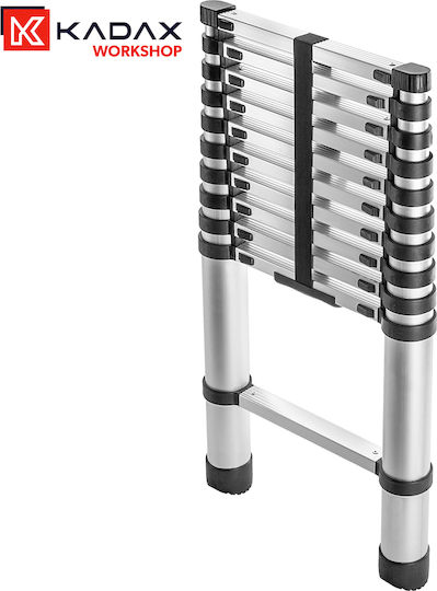 Kadax Scară Telescopică din Aluminiu Simplă cu 11 Trepte Înălțime Maximă 3.2m