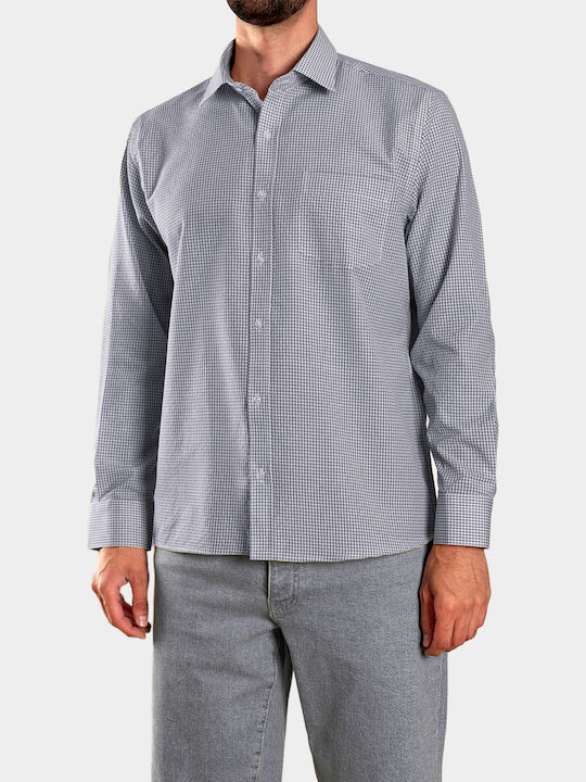 Long Sleeve Shirt Regular Fit Checked Light Blue