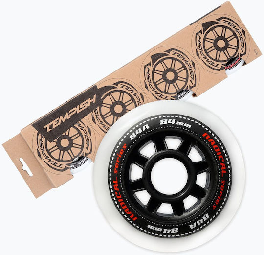 Tempish Radical Roller Skate Wheels 84 Mm/84a 4 Pcs White