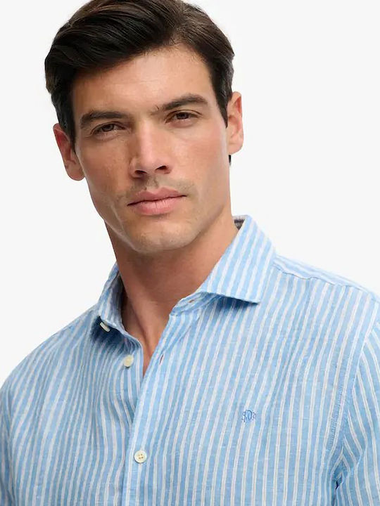 Classic Μακρυμάνικo Λινό Πουκάμισο Ριγέ Classic Blue Stripe