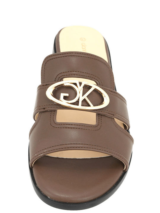 Neslo Leather Women's Flat Sandals Brown