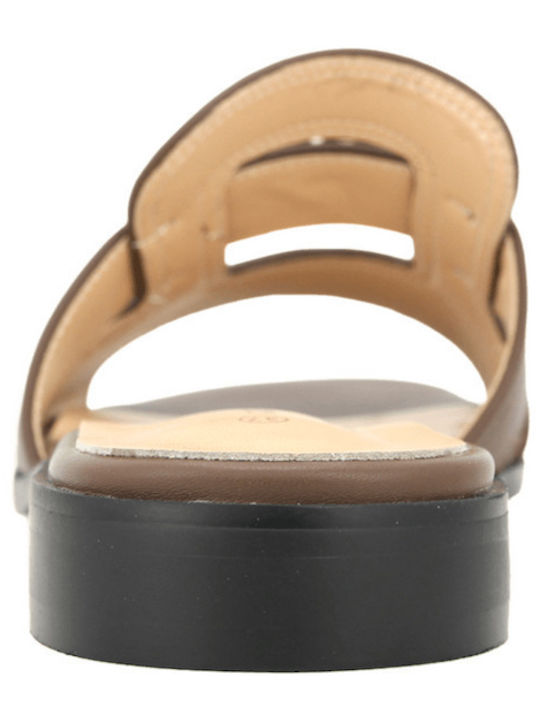 Neslo Leather Women's Flat Sandals Brown