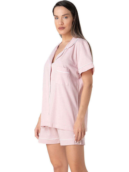 Relax Lingerie Καλοκαιρινό Γυναικείο Σετ Πιτζάμας Ροζ