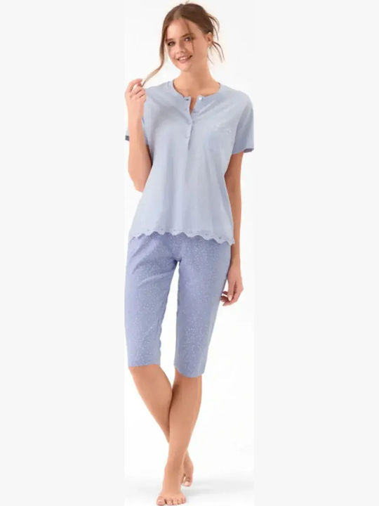 Infiore Set Pijamale Damă de Vară Albastru Deschis