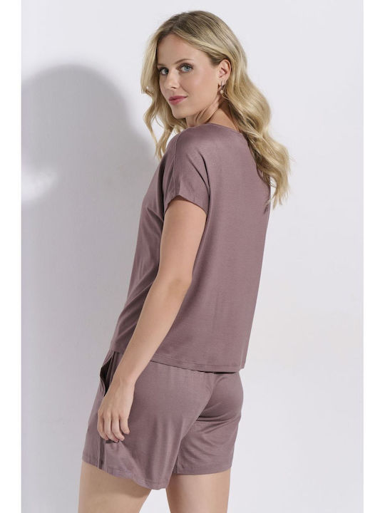 Jeannette Lingerie Летен Дамски Комплект Пижама Mocha