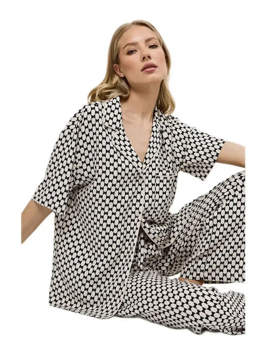 Aruelle Summer Women's Pyjama Set Beige-Black