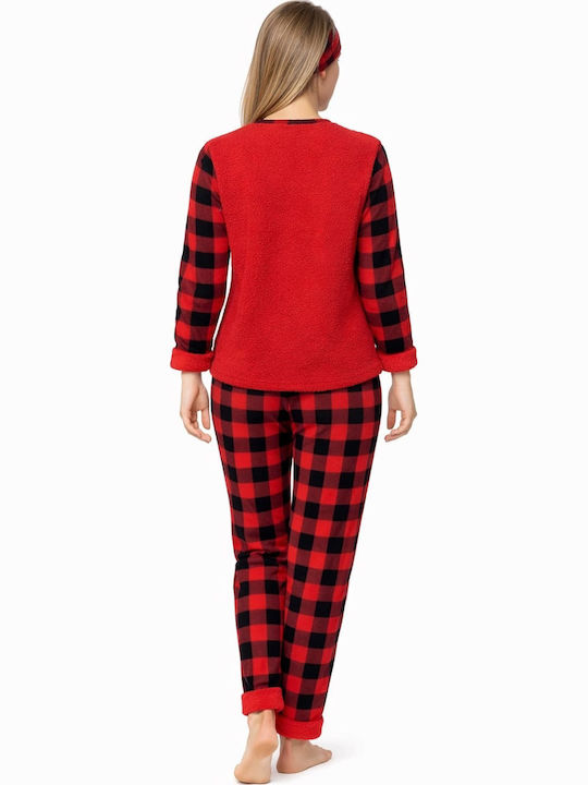 Asel Set De Pijamale Dama De Iarnă Roșii