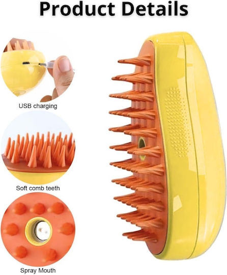Uncle George Electric Dog Brush for Coat Grooming Yellow