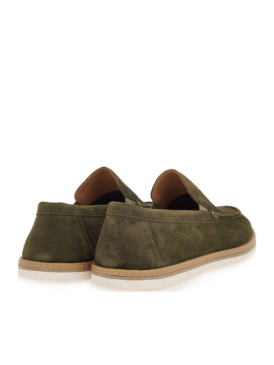 Suede Men's Loafers in Green Colour
