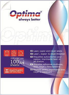 Optima Selbstklebende A4 Etiketten Rechteckige 63,5x46,6mm