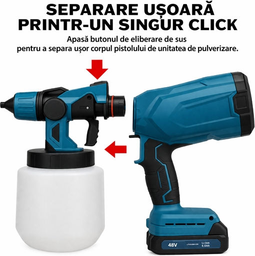 Pistol de Vopsit Electric 48V cu Recipient 1l