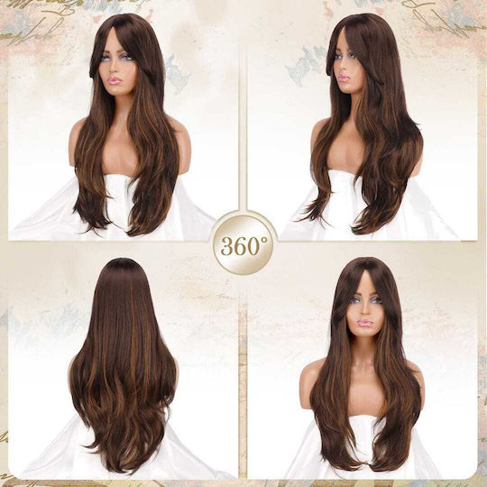 Animis Beauty Perucă cu Păr Sintetic în Nuanță Castanie 65cm