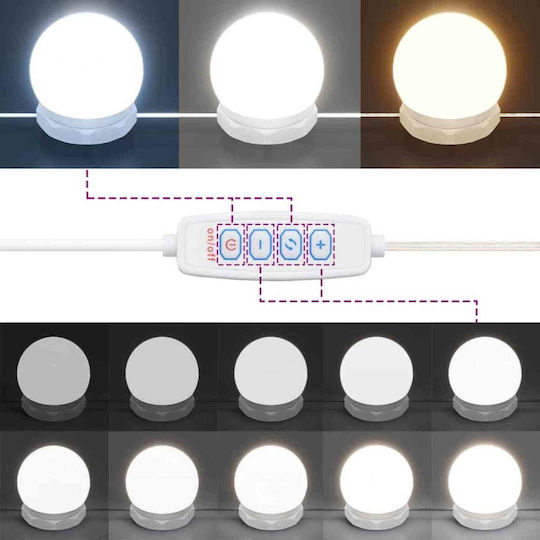 vidaXL USB Vanity Mirror LED Light L4.5xW4.5xH4.8cm