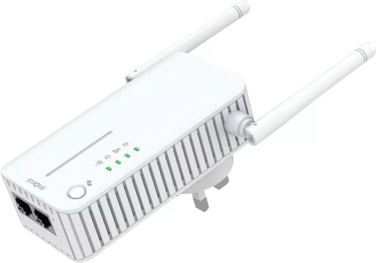 Strong Kit AV600 UK Plug Powerline Dual for Wireless Connection Wi‑Fi 4 with Passthrough Socket and 2 Ethernet Ports