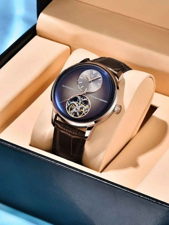 Pagani Design Ceas Barbatesc 42mm Automat cu Curea din Piele Maro