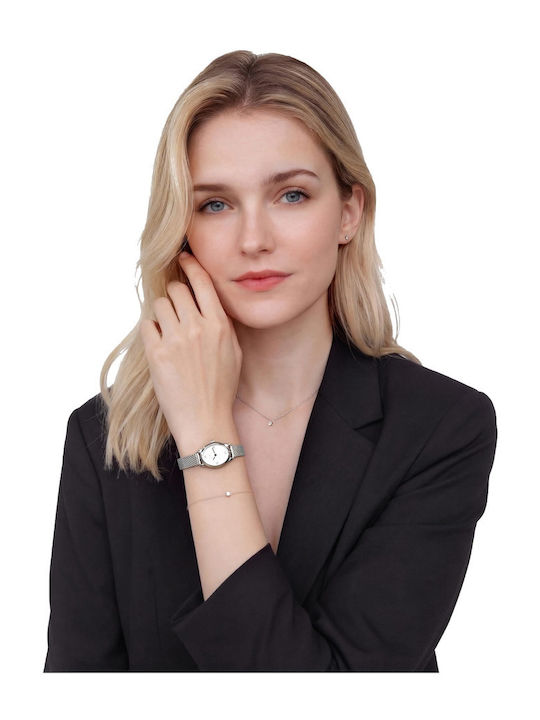 Daniel Wellington Womens Watch Battery with Silver Metal Bracelet