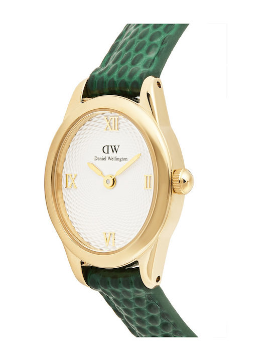 Daniel Wellington Γυναικείο Ρολόι Μπαταρίας με Χρυσό Δερμάτινο Λουράκι