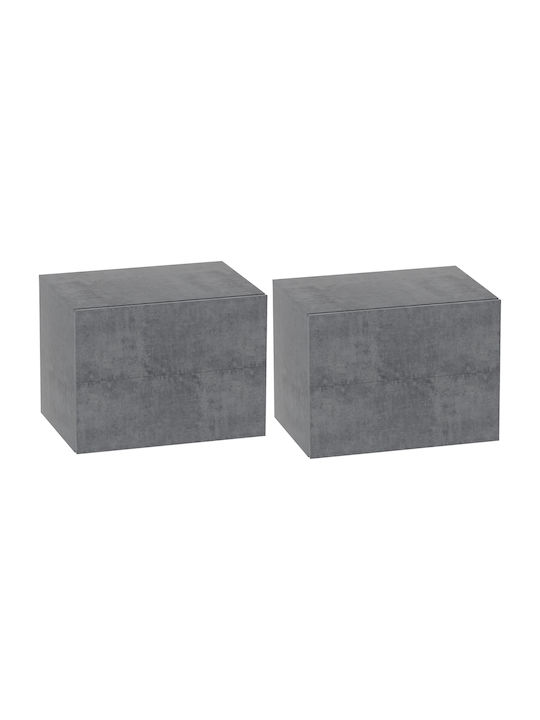 Bedside Tables Wooden Gray 2 Pieces 40x29x30cm
