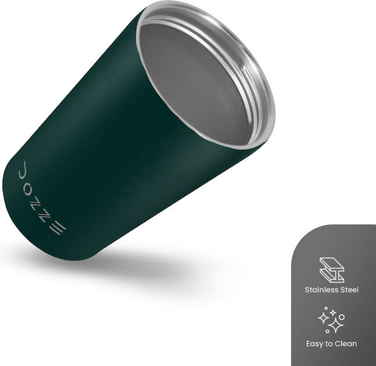 Dozze Glass Thermos Stainless Steel / Plastic BPA Free 355ml Sacramento Green With Straw