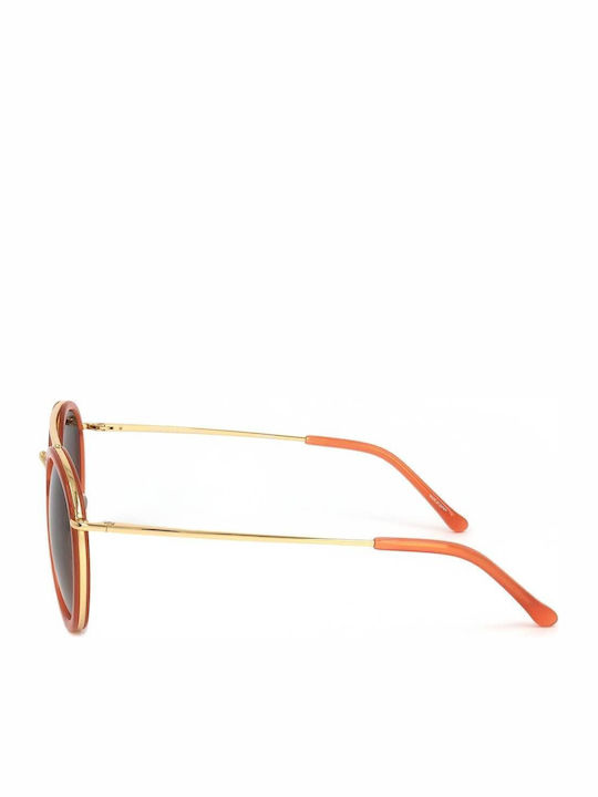 Linda Farrow Unisex Γυαλιά Ηλίου με Πορτοκαλί Σκελετό και Καφέ Φακό