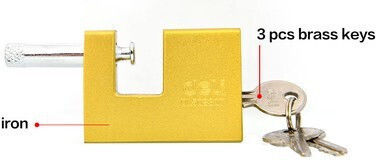 Deli Messing Vorhängeschloss Monoblock mit Schlüssel 70mm Gelb