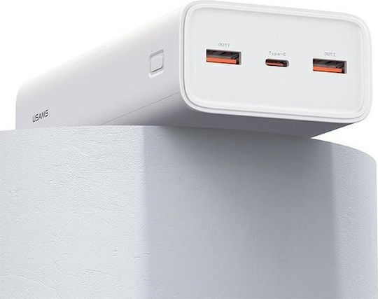 Usams PB68 Power Bank 30000mAh 65W με 2 Θύρες USB-A και Θύρα USB-C Power Delivery / Quick Charge Λευκό