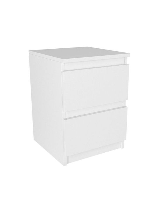 Bedside Table Breve Wooden White 39.8x41.8x55cm