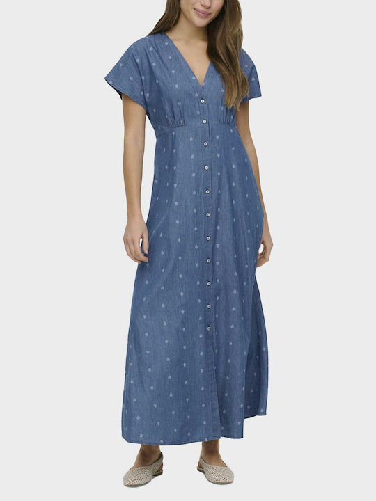 Nova Summer Midi Shirt Dress Denim Blue