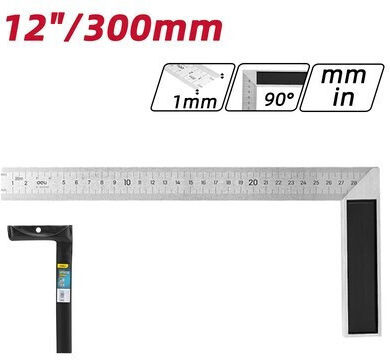 Deli Χάρακας Μεταλλικός 30cm με Λαβή Κίτρινο
