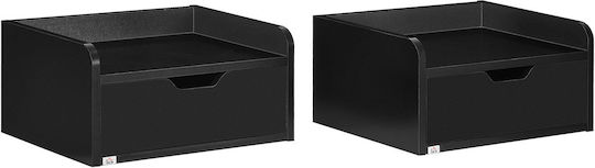 Κομοδίνα Ξύλινα Μαύρα 2τμχ 40x30x19.5cm 831-629V00BK