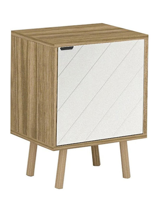 Bedside Table Velo Wooden Beige 45x35x57cm