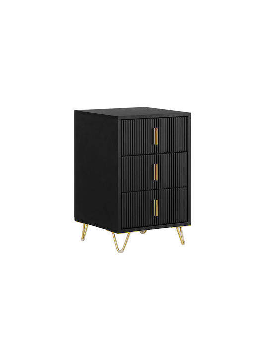Nachttisch Holz mit Metallbeinen Schwarz 40x63x40cm