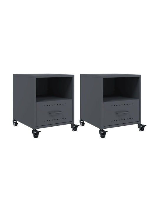 Wooden Bedside Tables Grey 2 Pieces 36x39x43.5cm