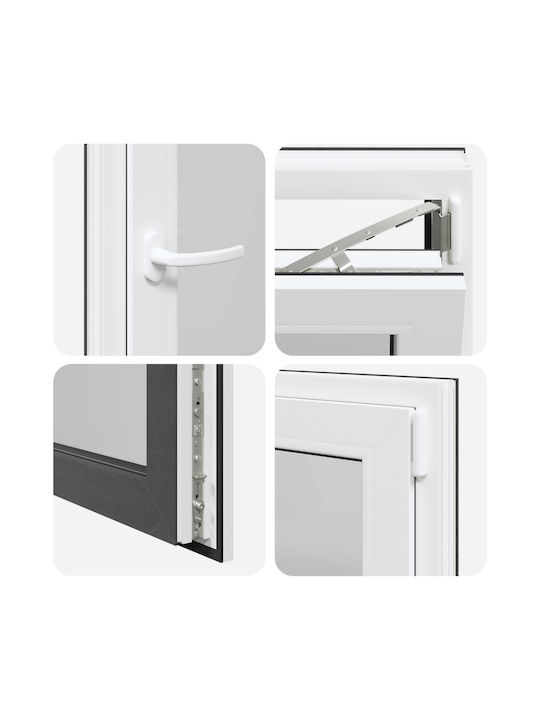 vidaXL Hinged PVC Window Risor P60xH80cm