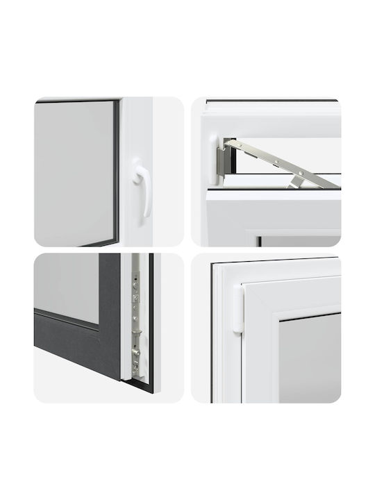 vidaXL Hinged PVC Window W90xH60cm