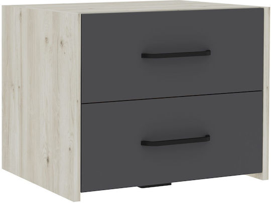 Malmo Wooden White Oak and Anthracite Bedside Table 50x40x40cm Malmo Wooden White Oak and Anthracite Bedside Table 50x40x40cm