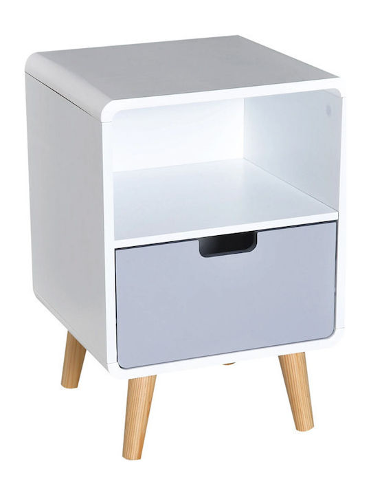 Wooden Bedside Table White 40x38x58cm