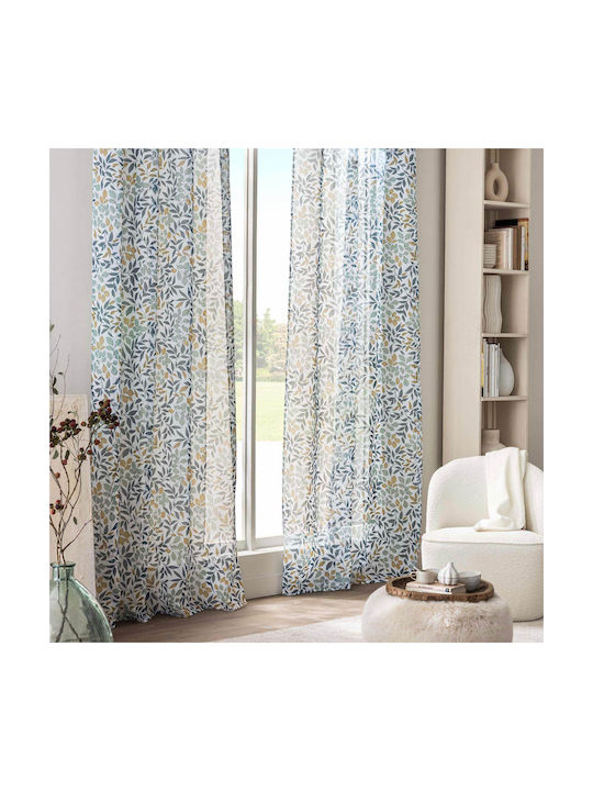 Curtain with Grommets Ilona Petrol Blue 140x240cm