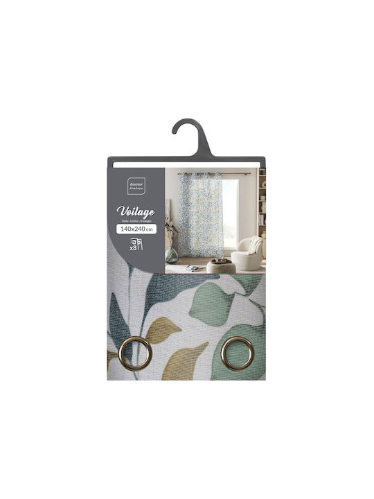 Curtain with Grommets Ilona Petrol Blue 140x240cm