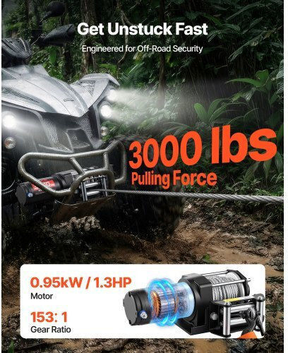 Vevor Ηλεκτρικός Εργάτης Αυτοκινήτου 4x4 12V με Δυνατότητα Έλξης 1360kg