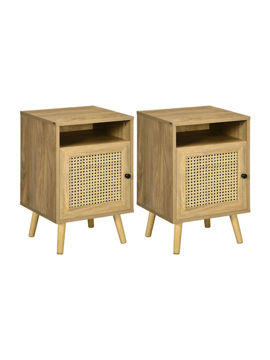 Wooden Beige Bedside Tables 2 Pieces 39x35x60cm