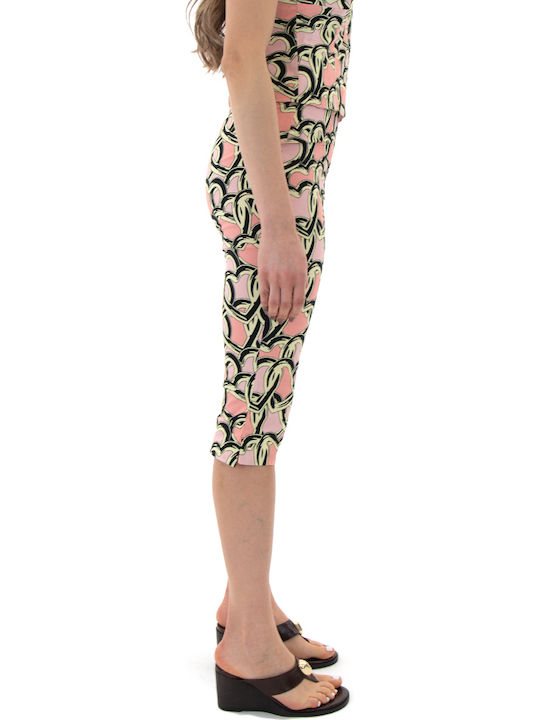 Damen Hochgeschnittenes Stoff Capri Hose in Schlank Passform Gelb