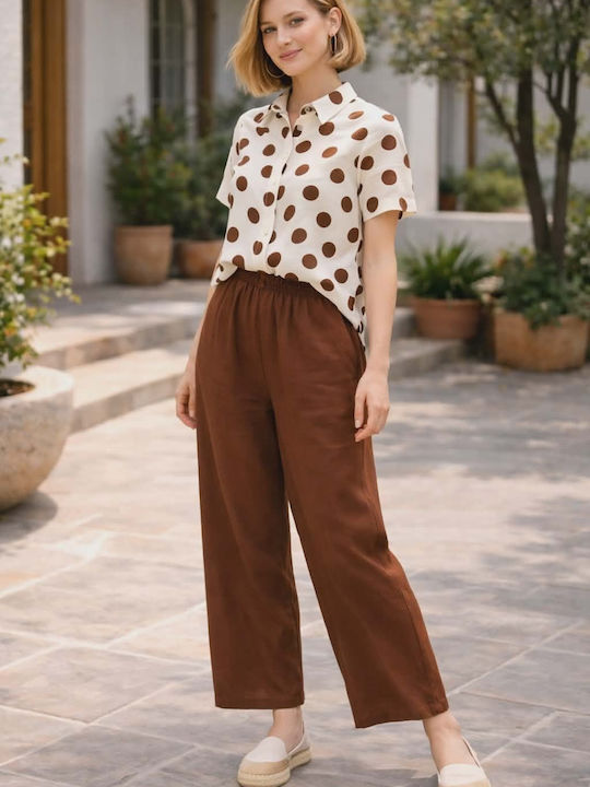 Women's Brown Set with Straight Leg Trousers
