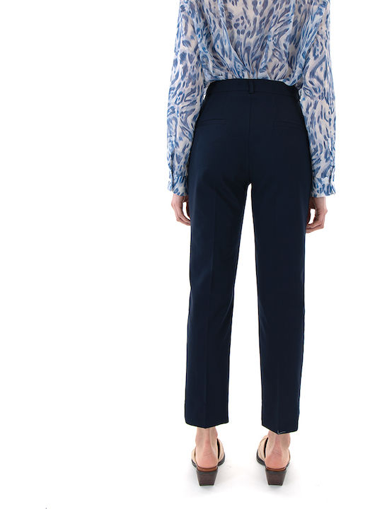 MY T Damen Stoffhose mit Gummiband in Schlank Passform Blau