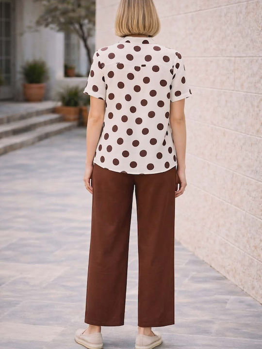 Women's Brown Set with Straight Leg Trousers