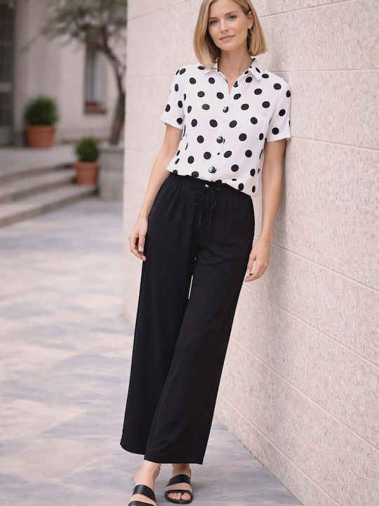 Women's Black Set with Straight Leg Trousers