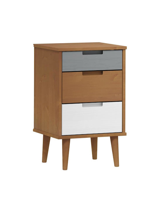 Bedside Table Molde Made of Solid Wood Beige 40x35x65cm
