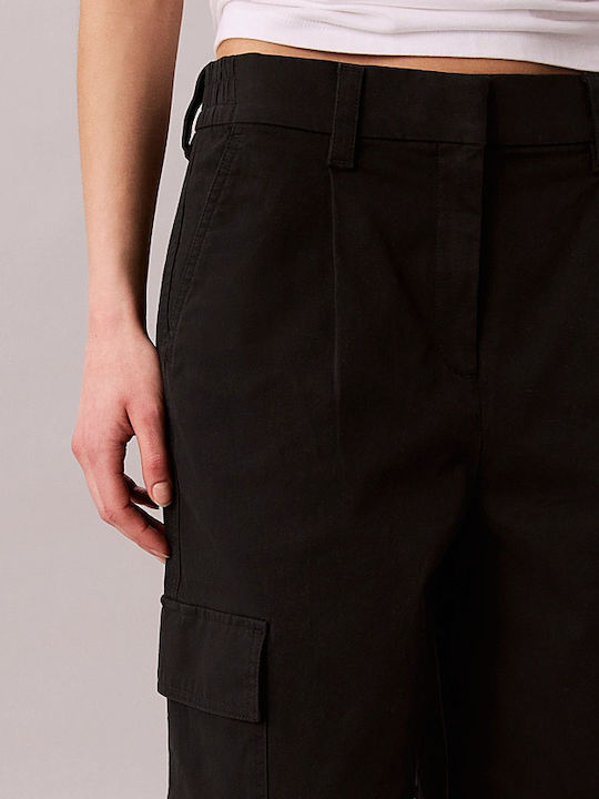 Women's Fabric Cargo Trousers Black