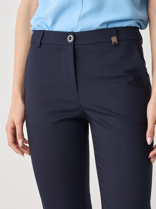Women's Fabric Trousers Navy Blue
